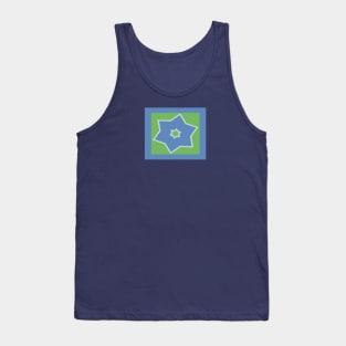 Blue Shooting Star Outlined in White with Green Background Tank Top